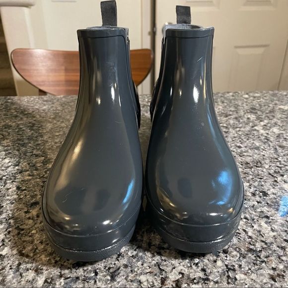 NWOT Hunter Original Refined Quilted Gloss Chelsea Waterproof Boots Dark Slate - Picture 5 of 11